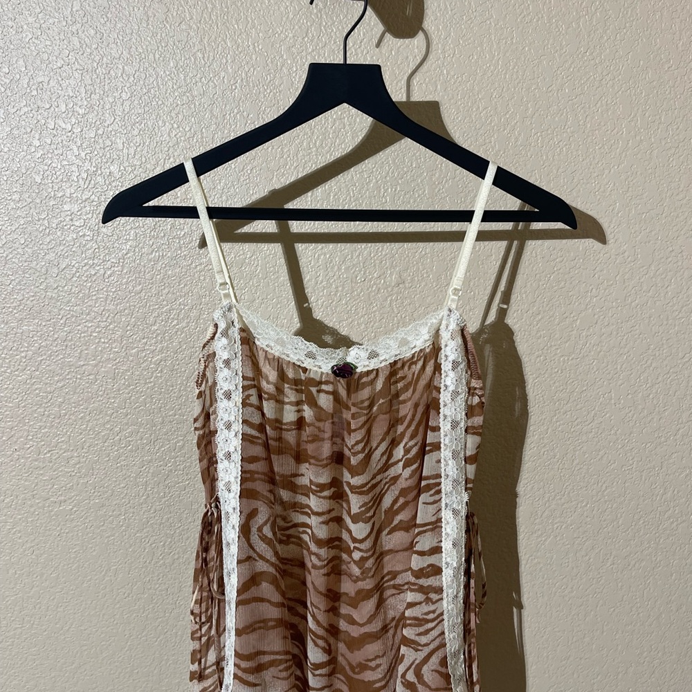 Cabernet Brown and white zebra print lace cami top with shorts